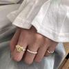 Trendy Women's Heart Ring: Versatile, Fashionable, Adjustable Color Block with Small Beads