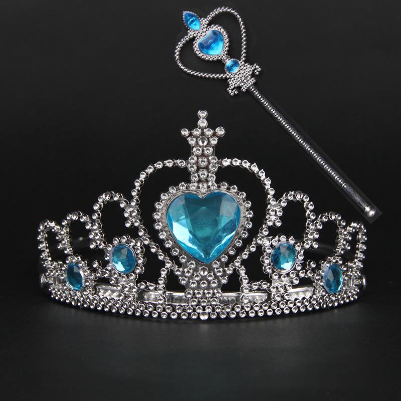 Frozen Princess Elsa Costume with Crown, Wand, Braids & Gloves