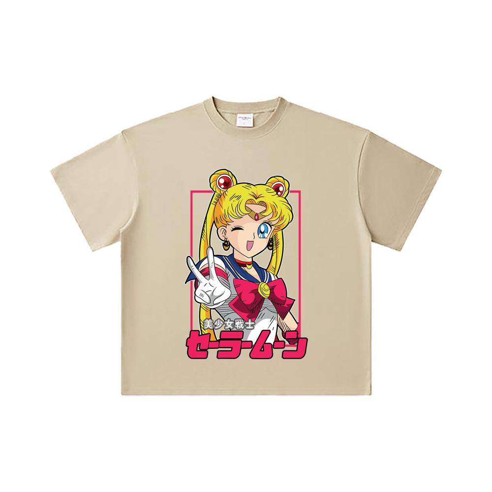 260 GSM Double Yarn 32 Count 100% Cotton Sailor Moon V9 Minako Print Unisex Heavy Cotton T Shirt