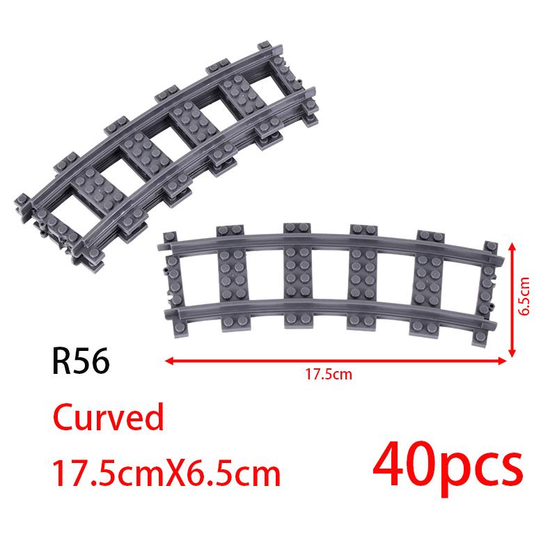 MOC City Block Switch Cross Forked Curved Rails Construction Brick Train Rail Curve Tracks R56 R72 R88 R104 Creative DIY Toy