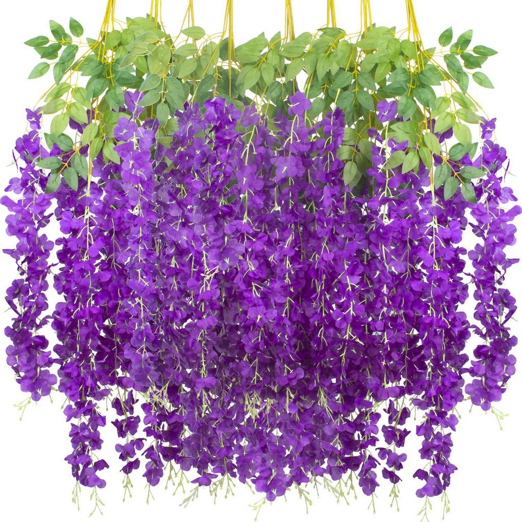 Artificial Wisteria Vine - Violet Hanging Flowers for Ceiling & Wedding Decoration