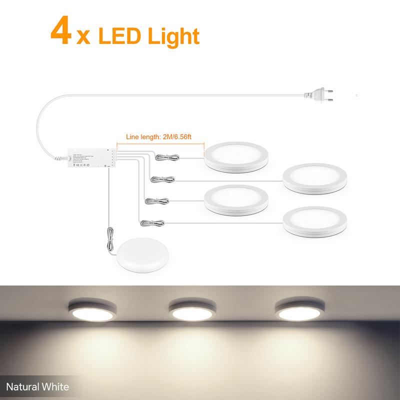 Ultradünne 5W LED Deckenpaneelleuchten Dimmbar Touchsensor Schrankleuchte für Schrank, Ausstellungsregal, Schrank