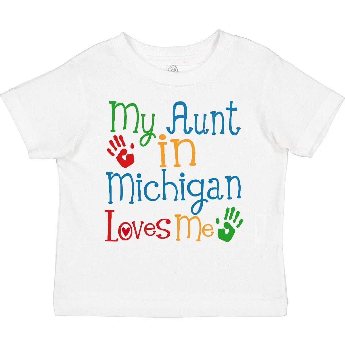 Inktastic My Aunt In Michigan Loves Me Toddler T-Shirt Childs Child Preschooler 100