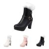 Women's Fashion Belt Buckle Round Head Large Size Side Zipper Low Boots