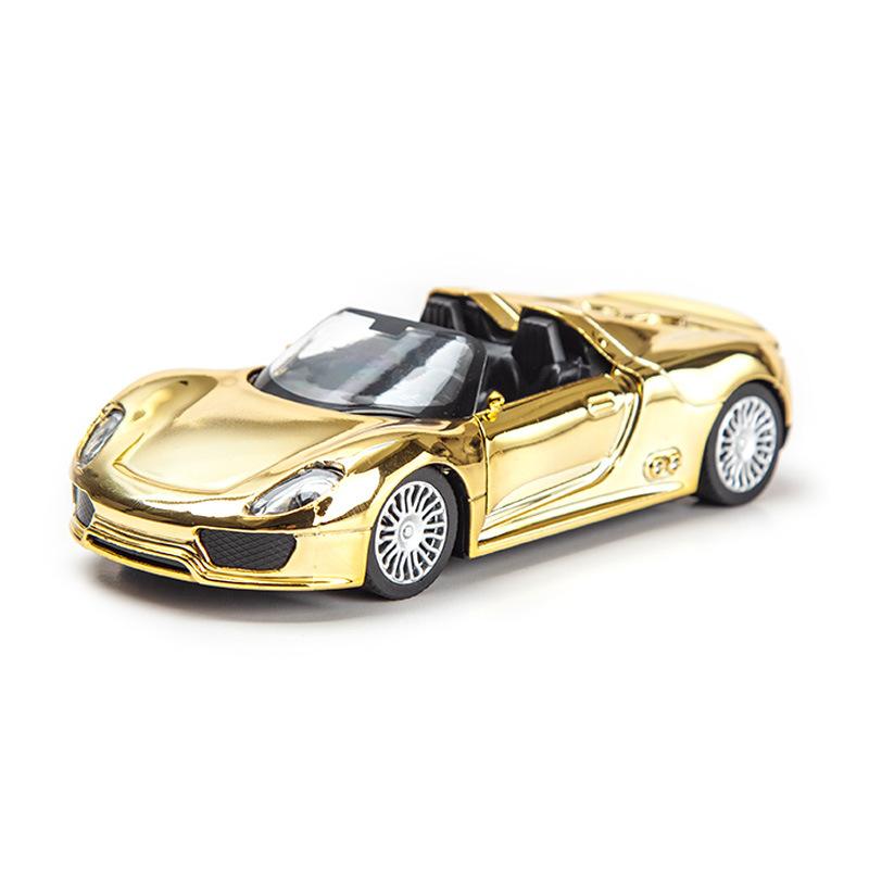 1/32 Racing Car Alloy Model Rare Pull Back Golden Car Model For Boy Birthday Gift Christmas Kids Toy Vehicles Collection Gifts