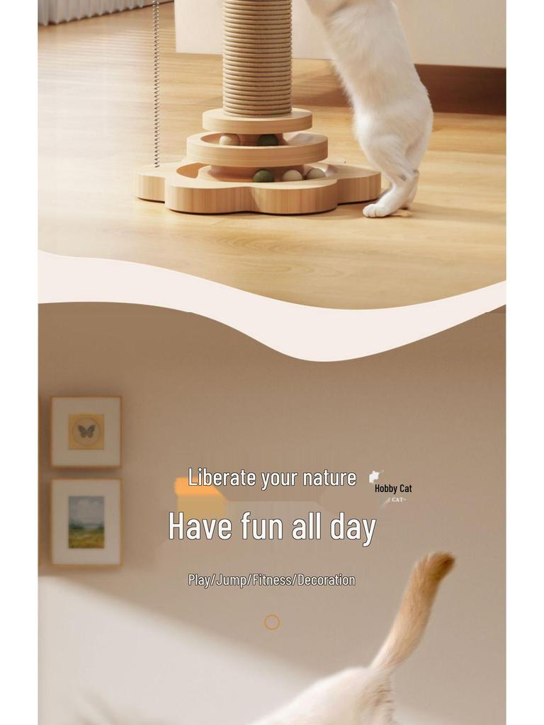 Wear-Resistant Sisal Cat Scratching Board & Teaser Stick - Kitten Toy for Self-Amusement and Boredom Relief.