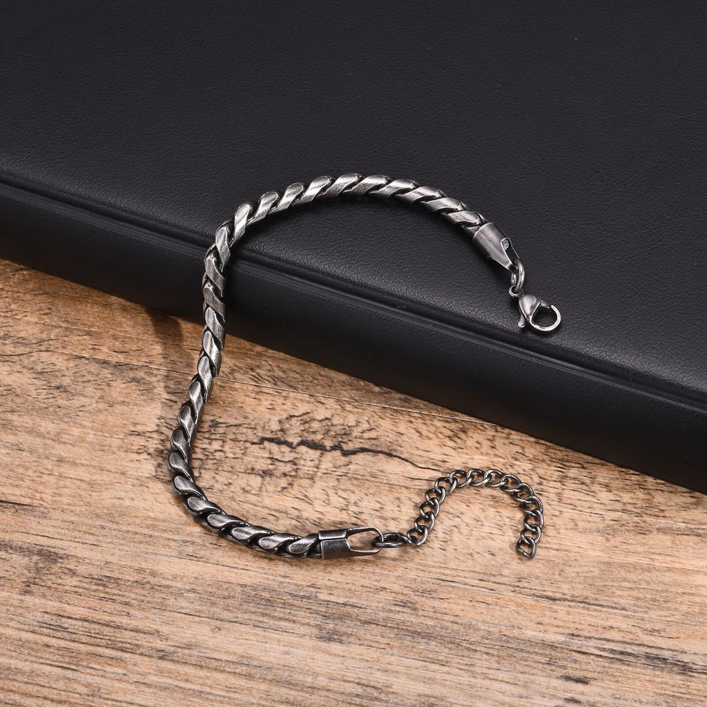 Vnox Retro Silver Color Chain Bracelets for Men, Rock Punk Stainless Steel Links Wristband, Birthday Party Gifts for Him Jewelry