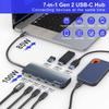 USB C To USB C Hub 10Gbps Gen2 3x 10Gbps 3x USB 10Gbps Ports 100W Power Delivery with 10Gbps Data Gen 2 Hub Adapter for MacBook C Devices 7-in-1 USB-C