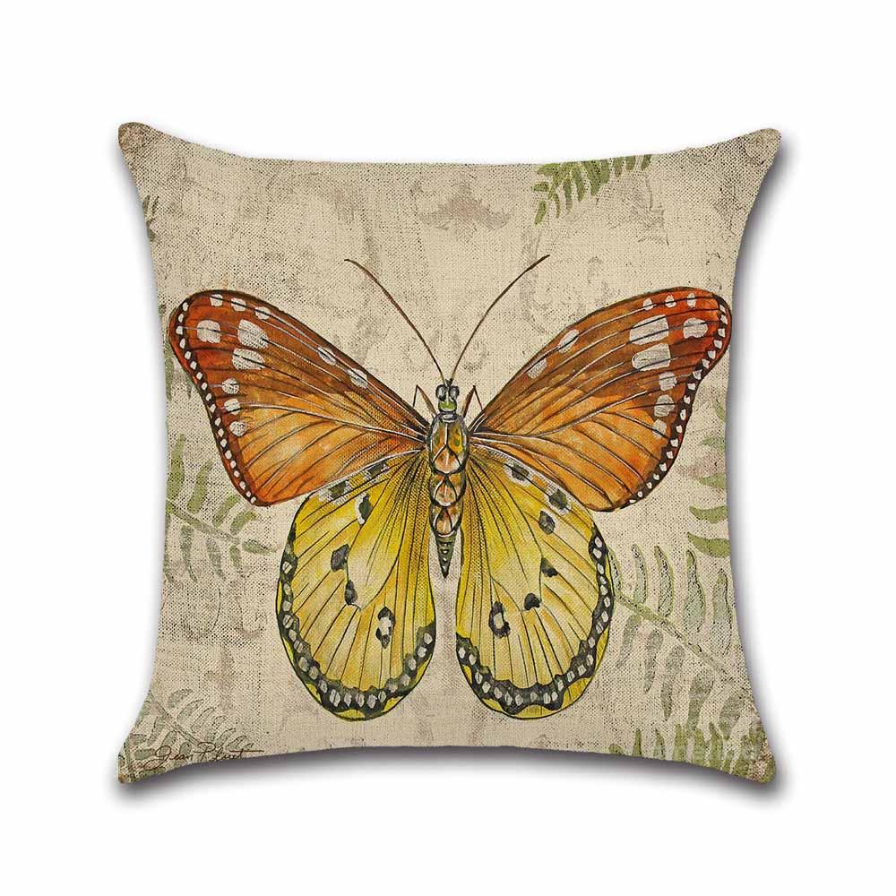 Cute Butterfly Pattern Pillow Case Beautiful Butterfly Cotton Linen Pillow Case Decorative Pillowcases Kussensloop Almohada