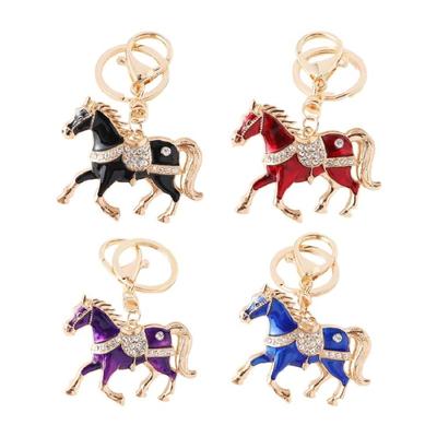 Perfect Gift Horse Key Ring Pendant Alloy Rhinestones Key Organiser for Cars Bags Decoration Lucky Charm Present
