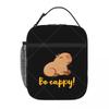 Cute Capybara Loves Bubble Tea Thermal Lunch Bag Reusable Portable Cooler Thermal Lunch Box Oxford Bento Tote Bag for Work