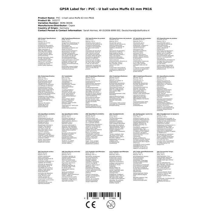 Vanne à Boisseau Sphérique PVC-U 63mm PN16 - Contrôle Fiable