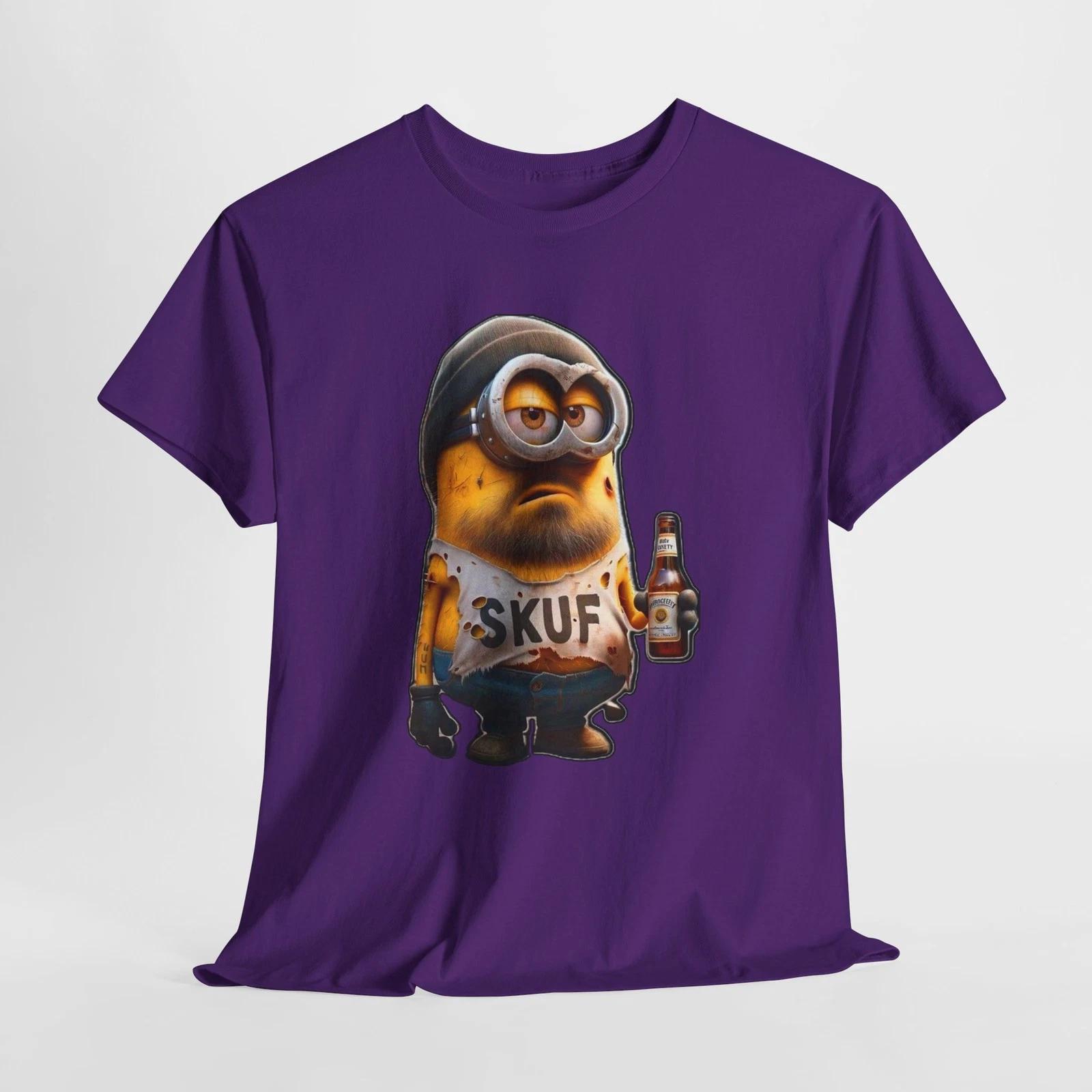 Grungy Minion Character T-Shirt | Funny Cartoon Drunk Minion Tee 2XL