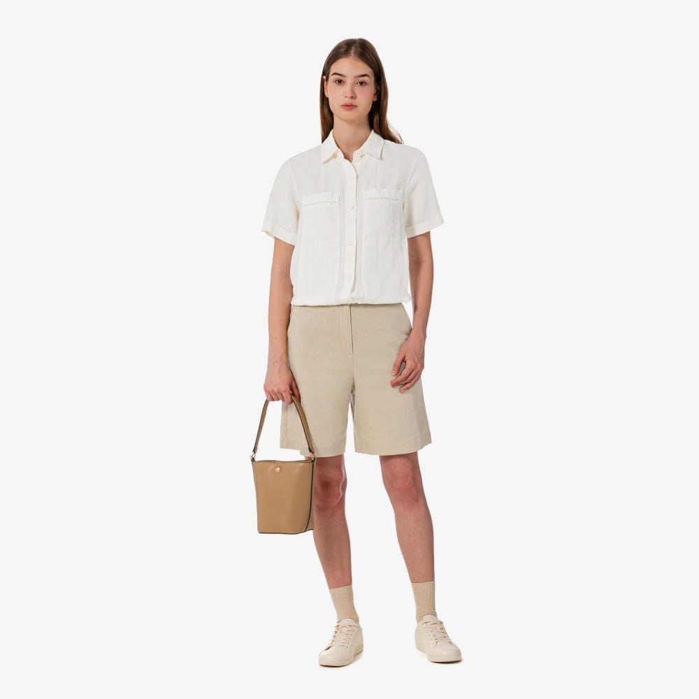 Lacoste Women's Linen Openwork Short Sleeve Shirt CF197E-56G70V