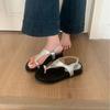 Metal buckle cover toe flat sandals summer 2025 new fashion outer wear temperament beach roman shoes cool slippers