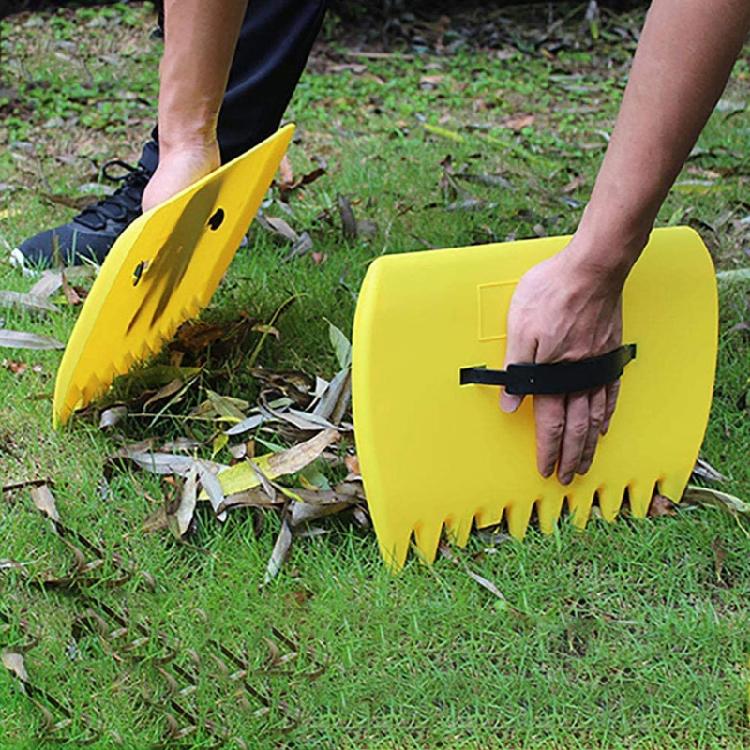 Leaf Scoops Hand Rakes for Picking Up Leaves Grass Clippings & Garbage Yellow