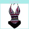Sommer Sexy Ausgeschnittenes Patchwork Bedrucktes Bandagen Badeanzug Für Damen In Premium Qualität