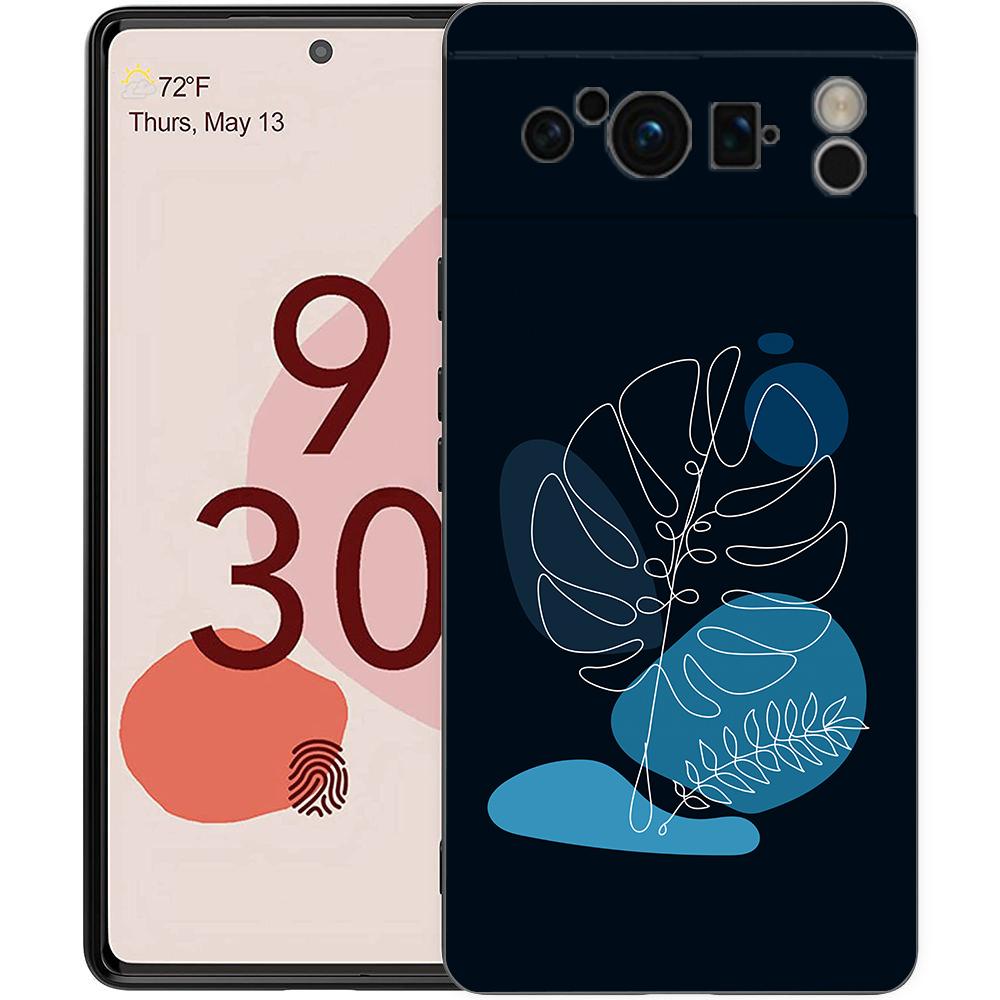 

Phone Case For Google Pixel 8 7 6 Pro 8A 7A 6A TPU Shell Soft Silicone Shockproof Black Cover Simplicity line Art sun moon Pixel 7