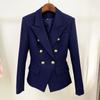 Giacca alla Moda Donna Classico Doppiopetto Bottoni Metallici Leone Blazer