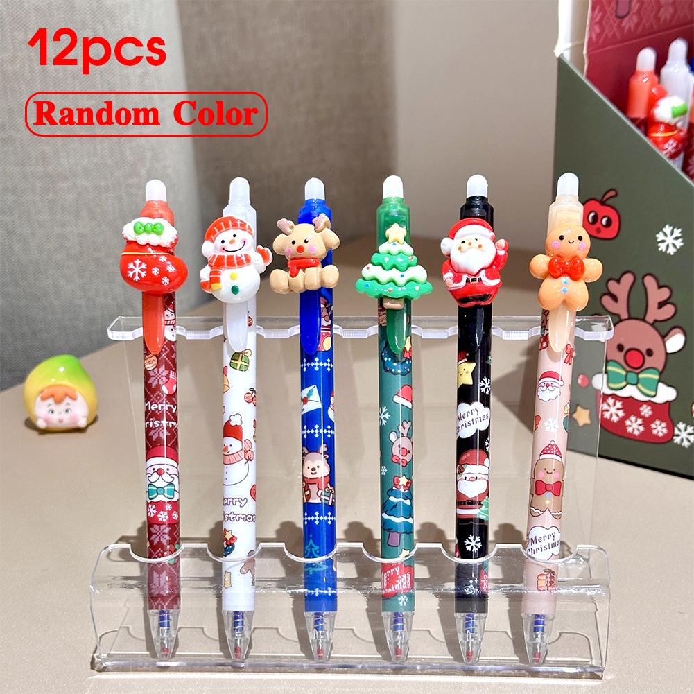 12PC Cartoon Christmas 0.5mm Gel Pen Cute Student Quick Dry Black write Ink Pen High Quality Office Signature Pen Christmas Gift