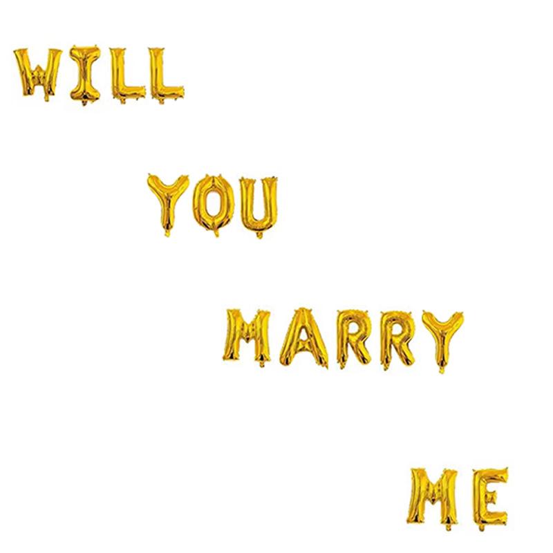 16-Inch Will You Marry Me? Aluminum Foil Balloon Proposal Set золотой