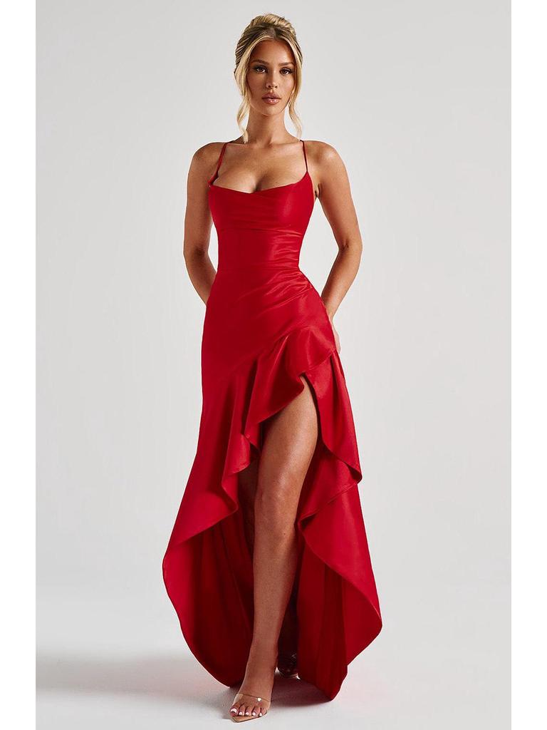 2025 European & American Summer Sexy Women's Backless Ruffle Dress