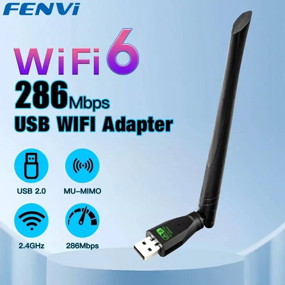 WiFi 6 USB Adapter AX286 Network Card Dongle 2.4GHz 802.11AX Antenna Signal Reception for Laptop Windows 10/11 Driver-Free