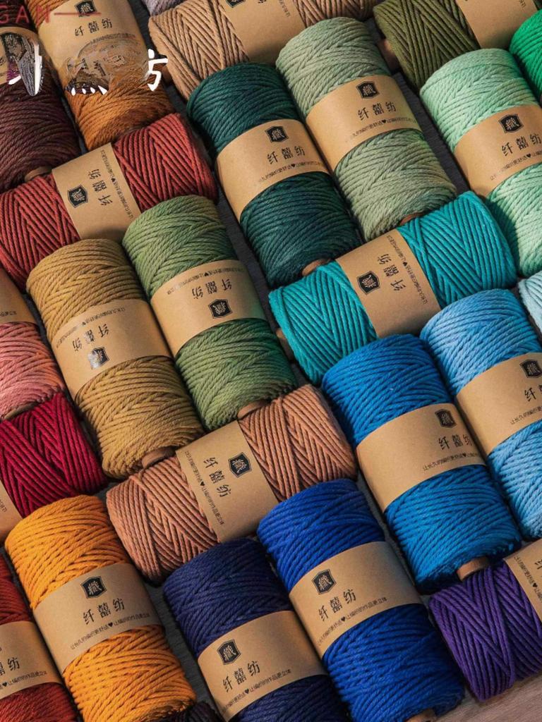 3Mm100M Farbiger Baumwollseilfaden Handgefertigt Diy Gebündelt Gewebte Tasche Wickelgarn Dekofaden Wandteppich Zubehör Material