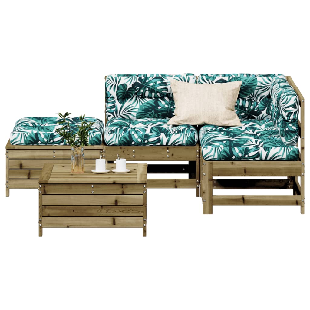 5 Piece Garden Lounge Set with Cushions Pressure Treated Pine Wood