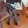 Female Autumn New Style Retro Assorted Stripes In The Tube Pile Socks
