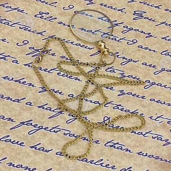 Brass Pocket Magnifying Glass With Lockable Clip Chain - Brass Magnifier - Magnifying Glass - Pocket Monocle