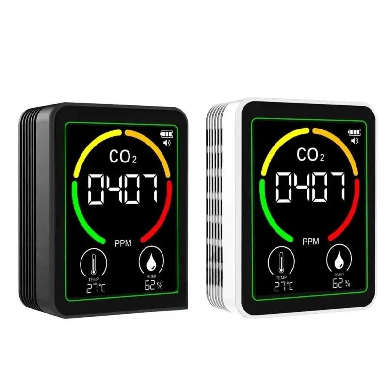 Easy Carry CO2 Detectors with Immediate Air Quality Monitoring TVOC Sensors Temperature Humidity Alarm for Home Office 3 IN 1 Multifunctional Detector