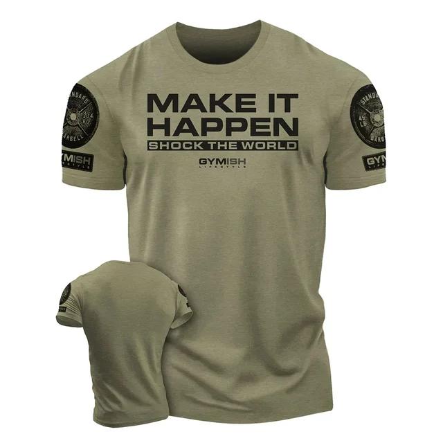2025 3D Men's Printed Training T-shirt, Fashionable and Fun Fitness Short Sleeved T-shirt, Elastic and Breathable Top