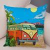 Pillowcase Happy Camper Cartoon House Travel Car Cushion Cover Sofa Home Super Soft