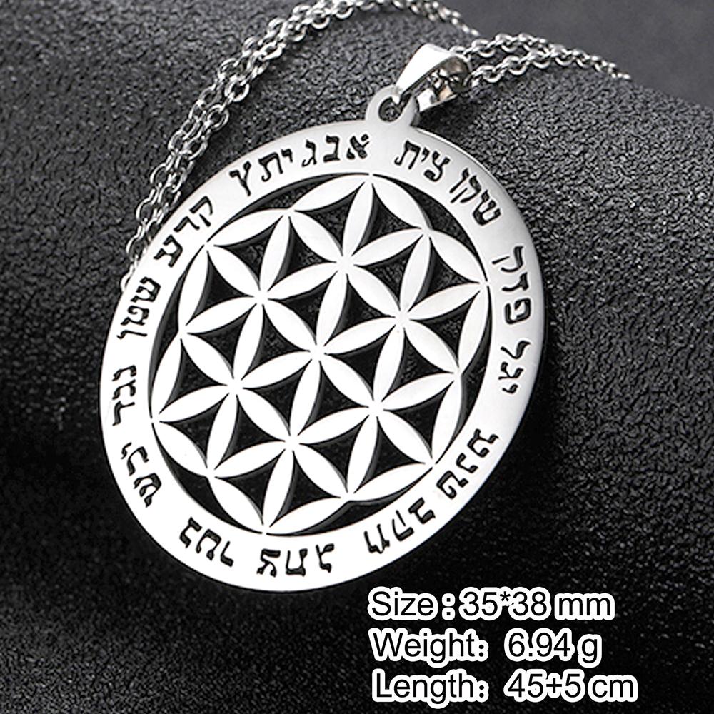 Dawapara Čakra Květ života Náhrdelník Posvátná geometrie Mandala Přívěsek Amulet štěstí Šperky z nerezové oceli Novoroční dárek