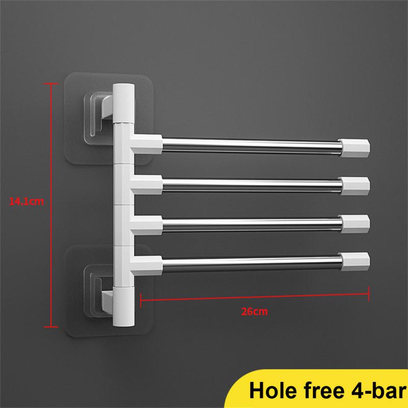 Bathroom Tools Punch-free Wall-mounted Rotating Towel Bath Towel Rack Space Aluminum Multi-layer Hanging Rod Rack For El Gym