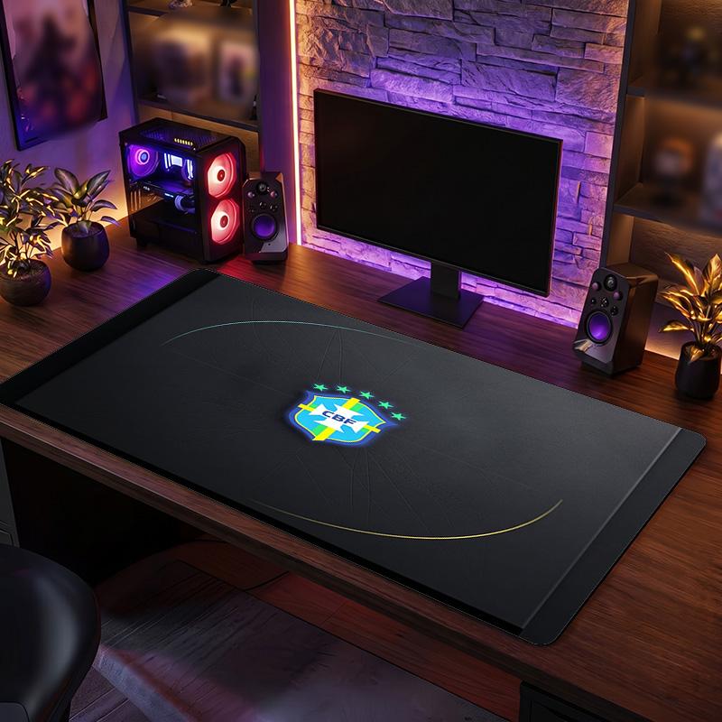 Brazil Football Crest Mouse Pad, Extended Non Slip Rubber Desk Mat for Gaming Office Laptop Fan Gift