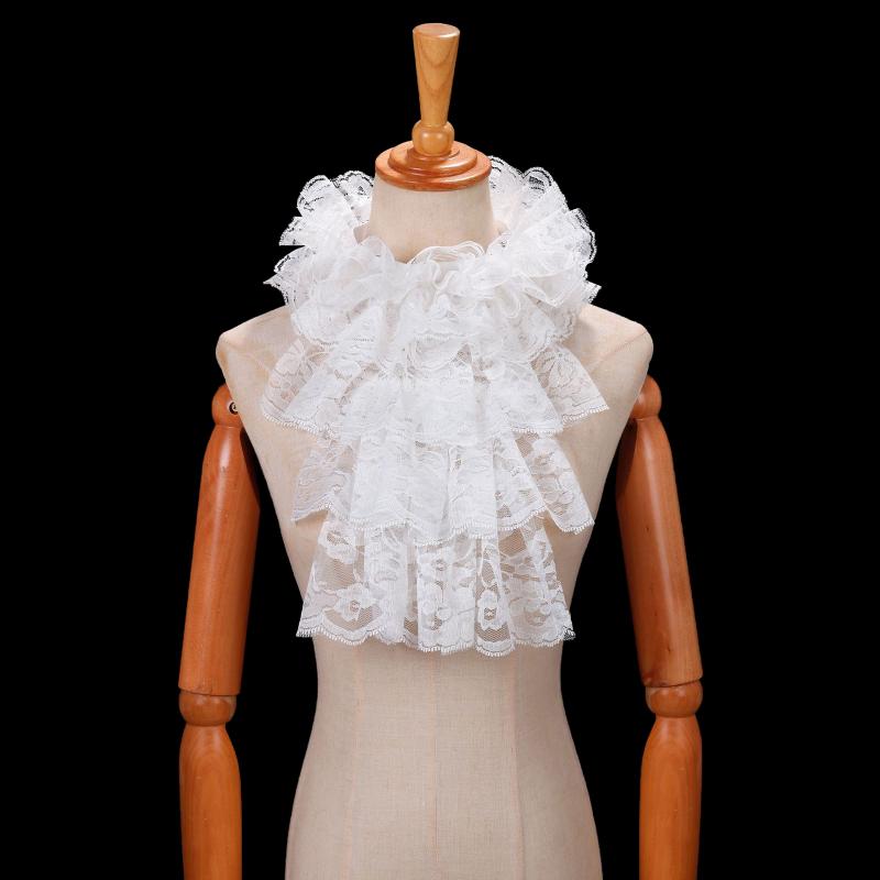 Elegant Lace Jabot Collar Detachable Hollow Design Wrist Cuffs Victorian Style Cosplay Accessory For Women Party Costume