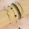 4Pcs/Set Rhinestone Green Gemstone Bangle Snake Link Bracelets Fashion Punk Jewelry  Birthday Party