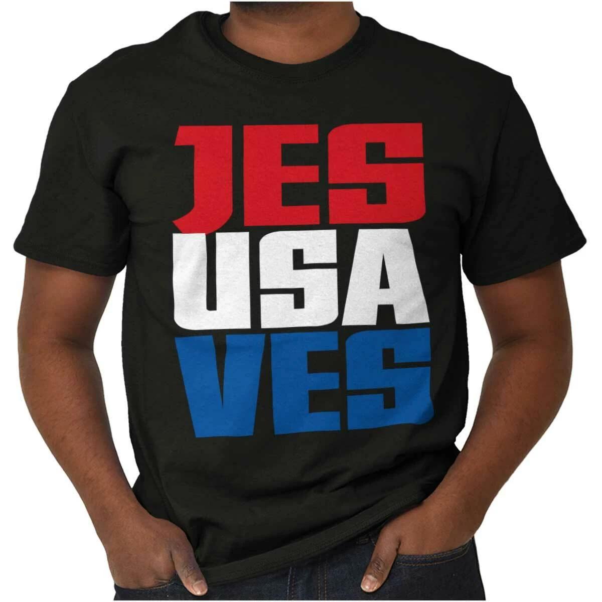 Patriotic Christian Jesus Saves USA America Womens or Mens Crewneck T Shirt Tee XXXXL