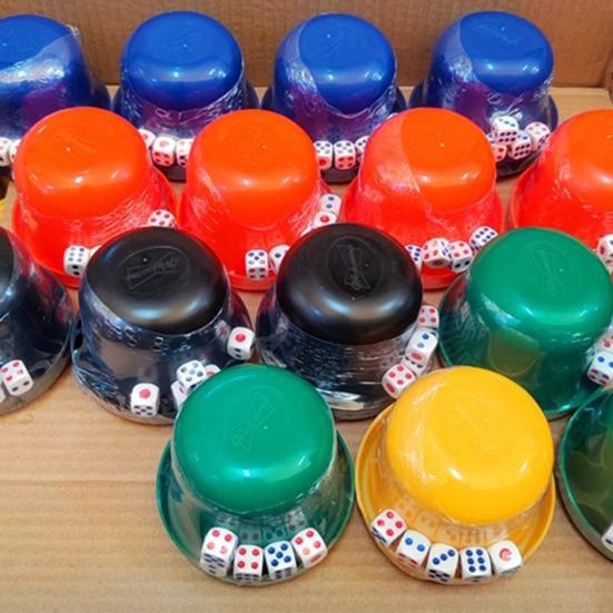 2 Sets Dice Cup with Base 10 Dot Dice Heavy Duty Manual Shaker Cup Adults Family Night Bar Party Gambling Drinking Board Game Casino Equipment