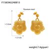 Retro Sunflower Court Style Earrings: Fashionable 18k Gold-Plated Titanium Steel Jewelry