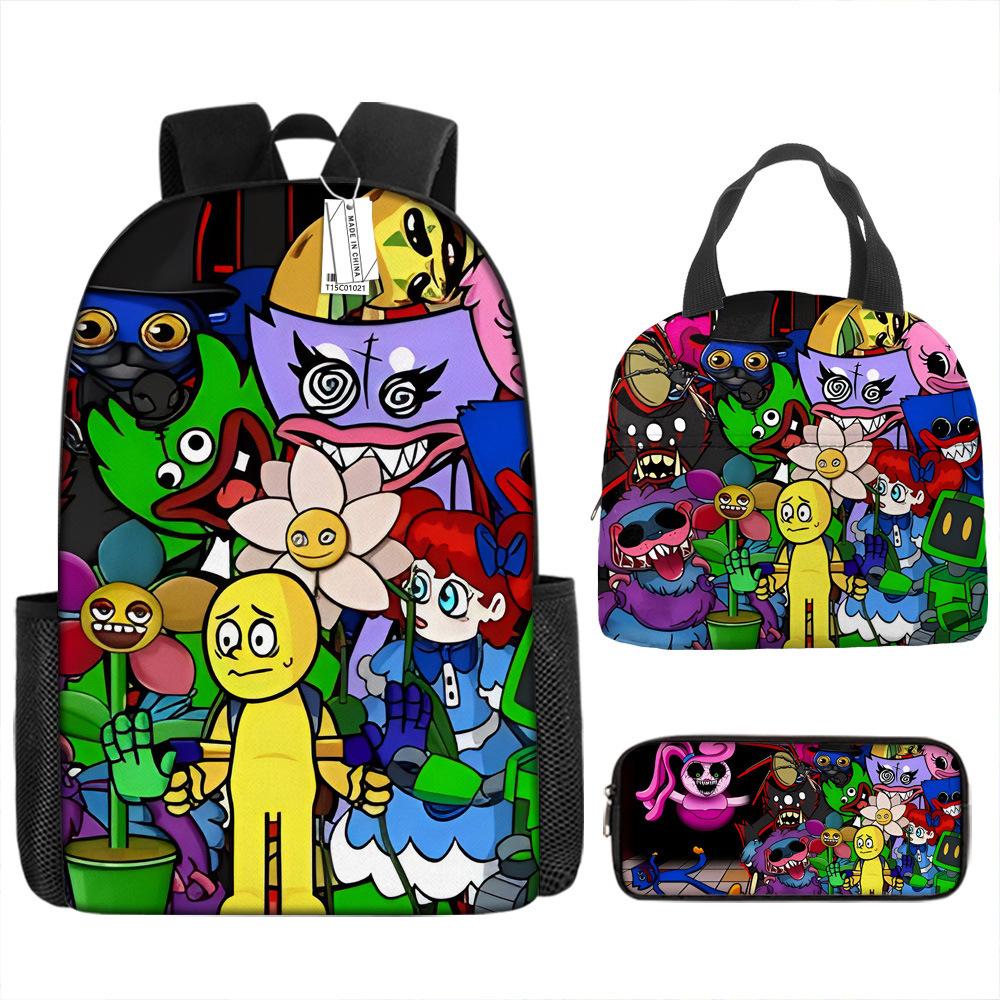Rainbow Friends School Bag Rainbow Friends Backpack Three-piece Set for Elementary School Students Large Capacity Cartoon Computer Bag
