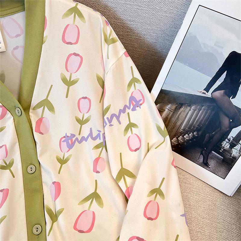 Set Pijama Damă 2024: Haine de casă cu mânecă lungă pentru primăvară, toamnă și iarnă. Perfect pentru Transmisiuni Live ale Micro-Afacerilor.