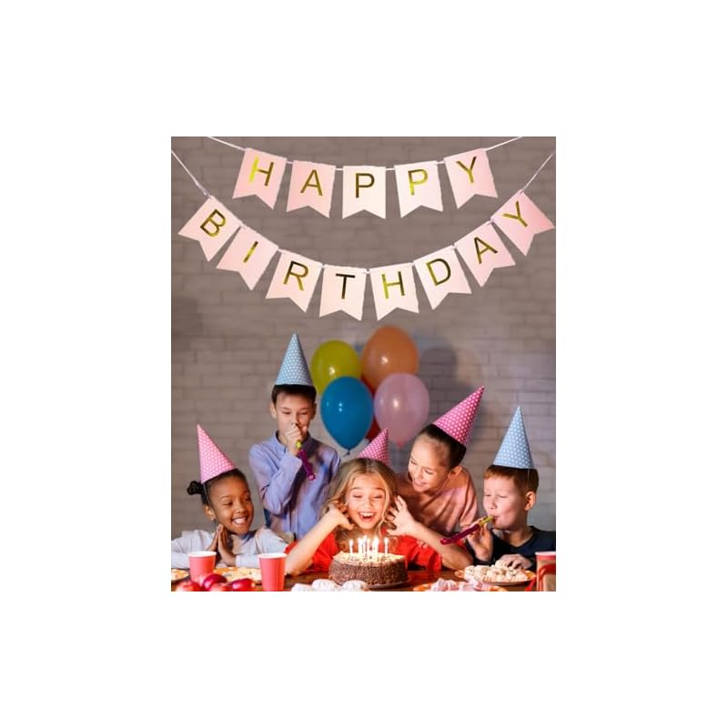 Pink Gold Happy Birthday Paper Letter Garland, Pink Gold Birthday Decorations, Garland, Birthday Banner, Birthday Decorations, Birthday Decorations,