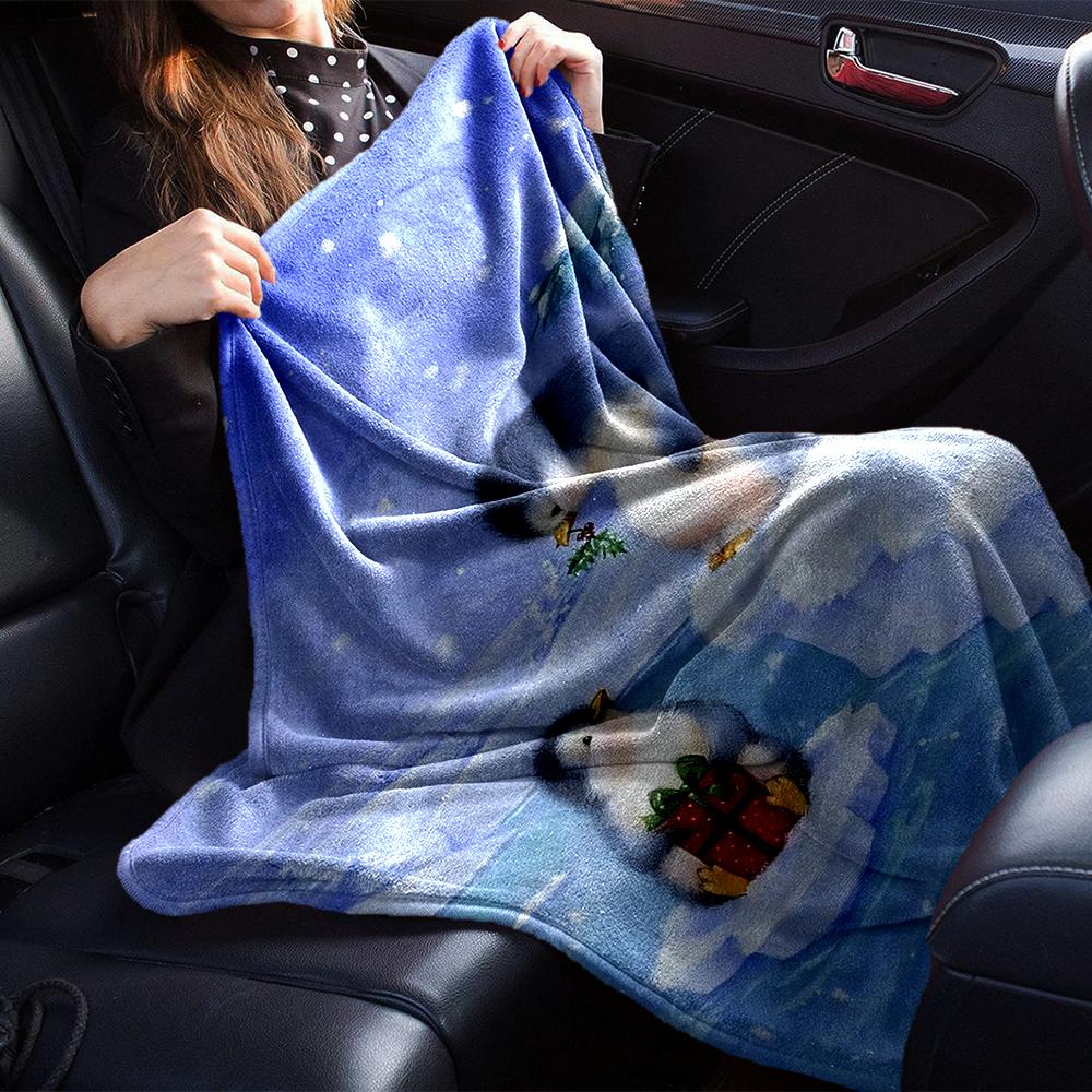 Penguin Christmas Gift Snowscape Blanket Soft Throw Blanket For Home Bedroom Bed Sofa Travel Office Solid Christmas Blanket