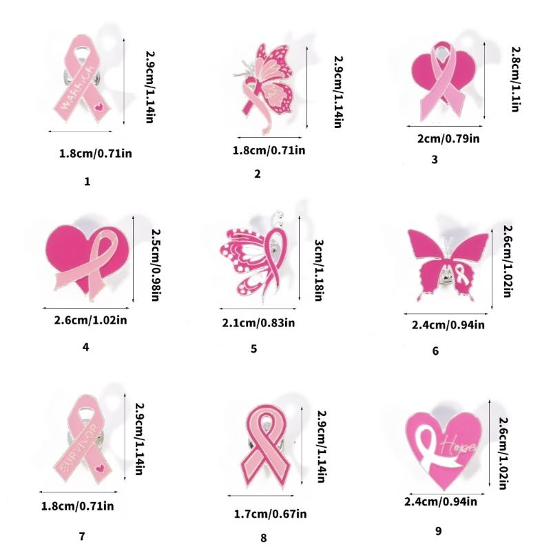 Elegant Breast Cancers Awareness Ribbon Brooch Sweater Lapel Pin for Women and Girls Clothes Decoration Accessories