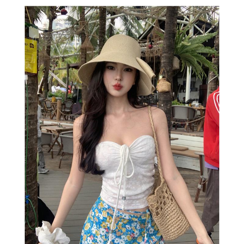 

Dopamine pure desire babes yellow tube top strap top women s summer seaside vacation style photo wearing atmosphere Xl recommends 57.5-65kg