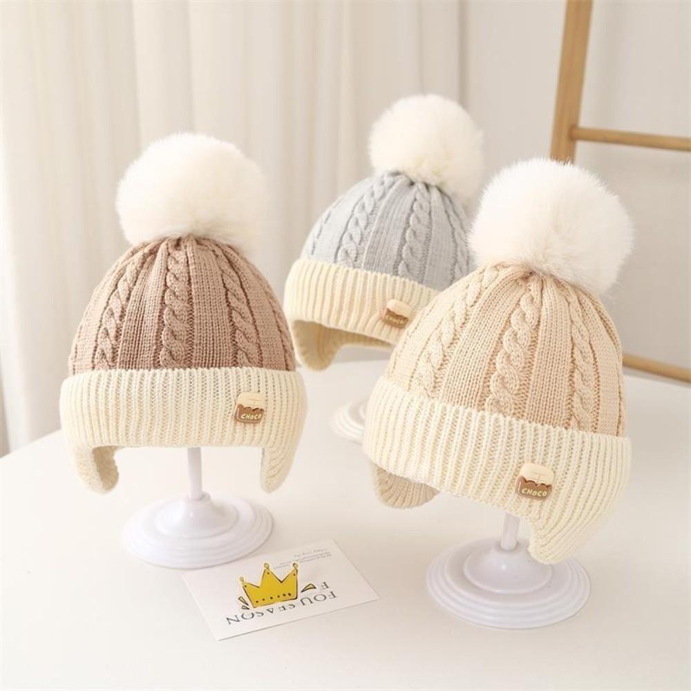 Warm Pullover Cap Pompom Beanie Hat New Knitted Cap 0-3Y