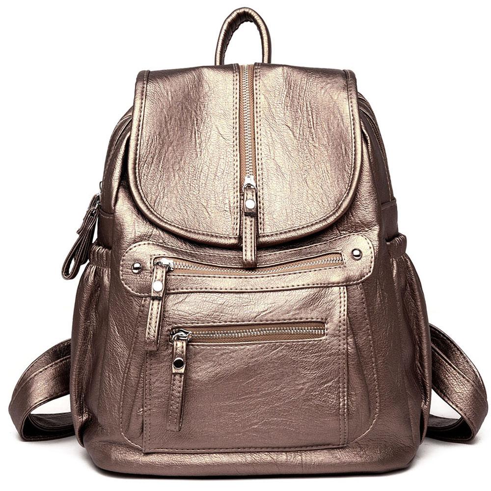 Kvinner høykvalitets skinnryggsekker Vintage kvinnelig skulderveske Sac a Dos Travel Dame Bagpack Mochilas skolevesker for jenter